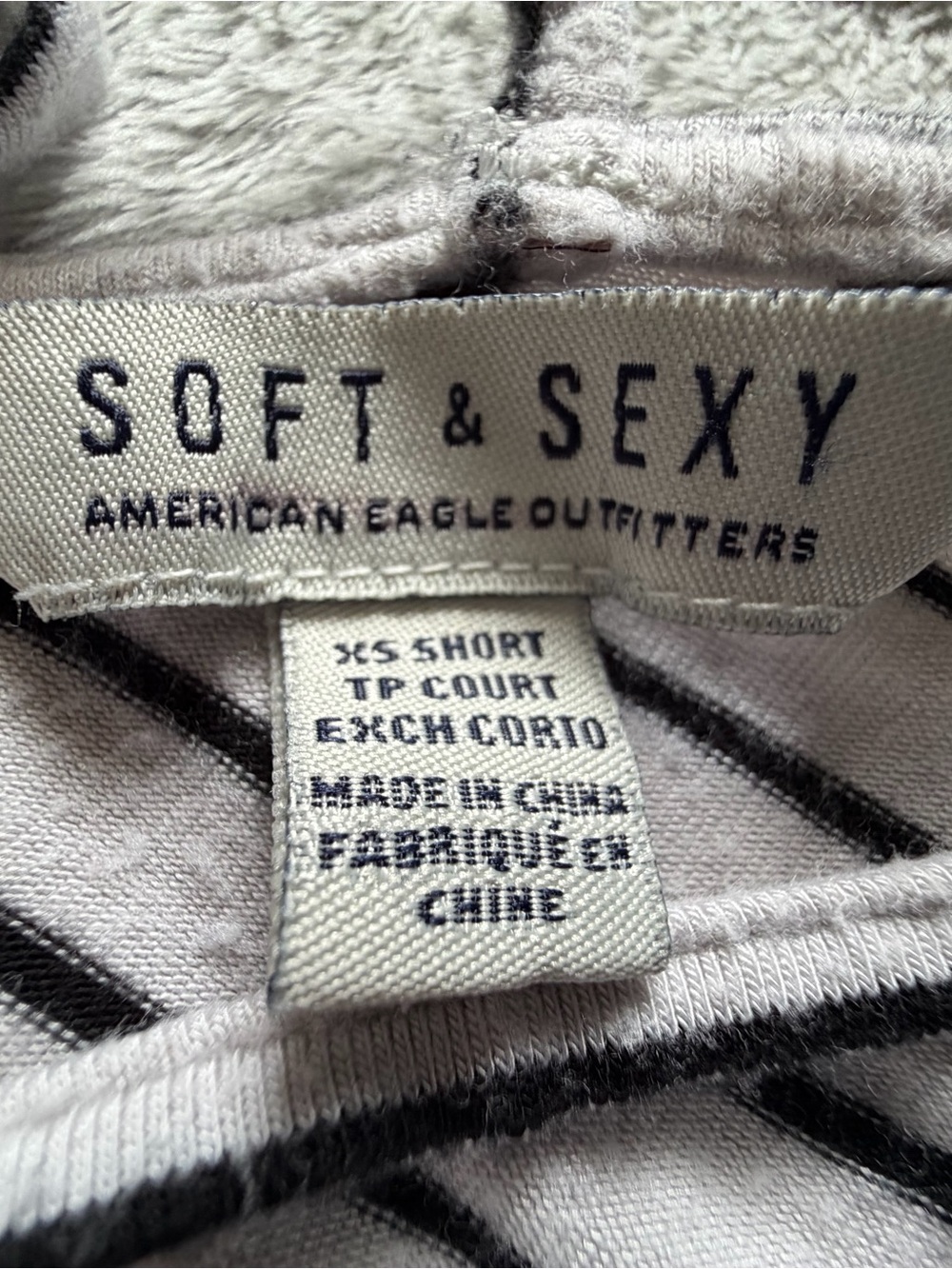 American Eagle Outfitters White & Black Striped V-Neck Mini Dress - Picture 3 of 3